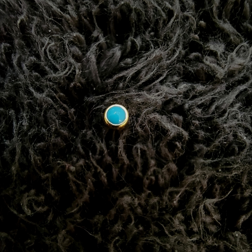 2.5 Turquoise Yellow Gold Threadless end